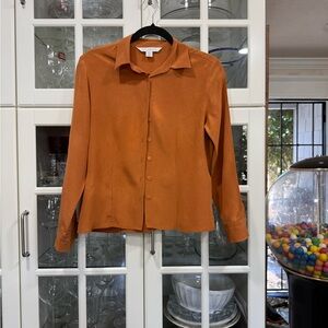 Petite Sophisticate Terracotta Color Silk Blouse